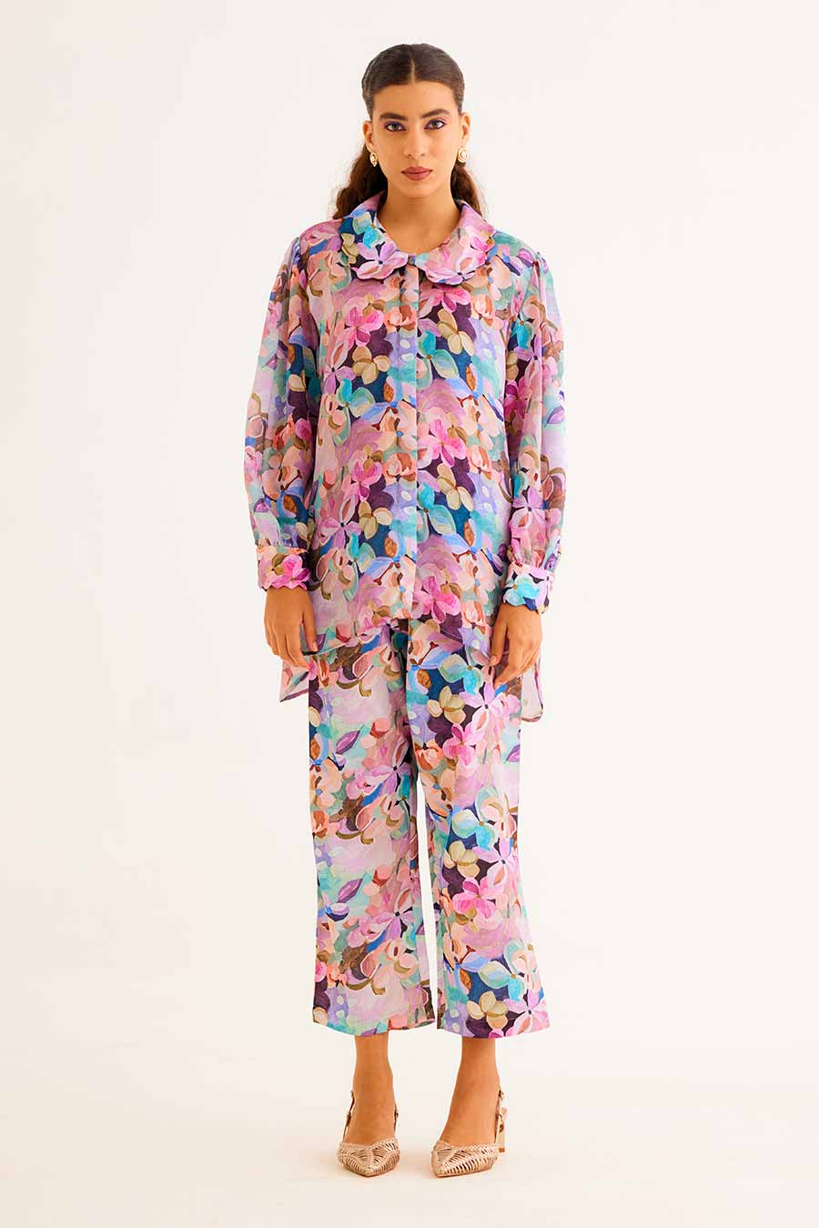 Floral Print Vintage Shirt & Pant Co-Ord Set