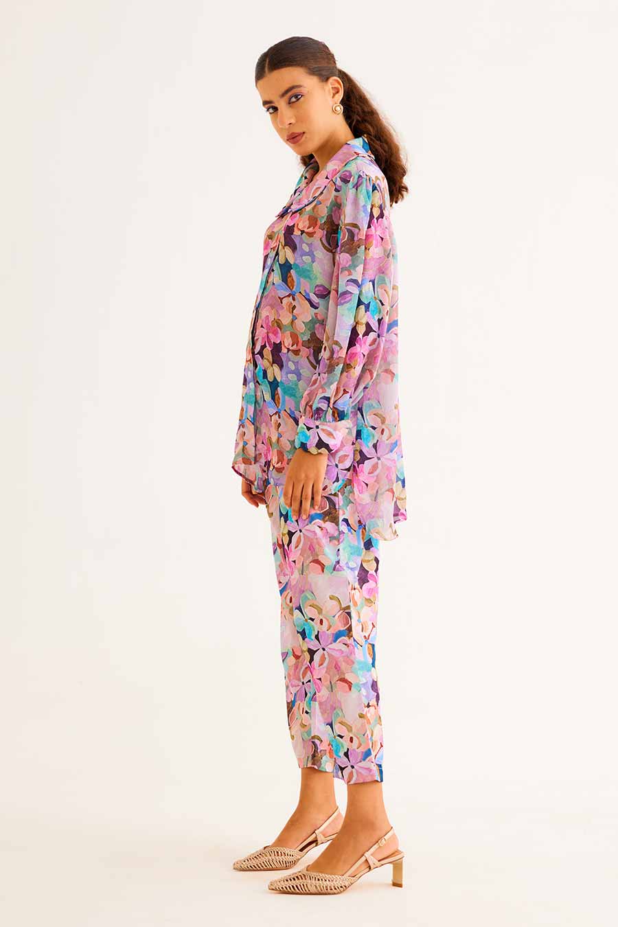 Floral Print Vintage Shirt & Pant Co-Ord Set