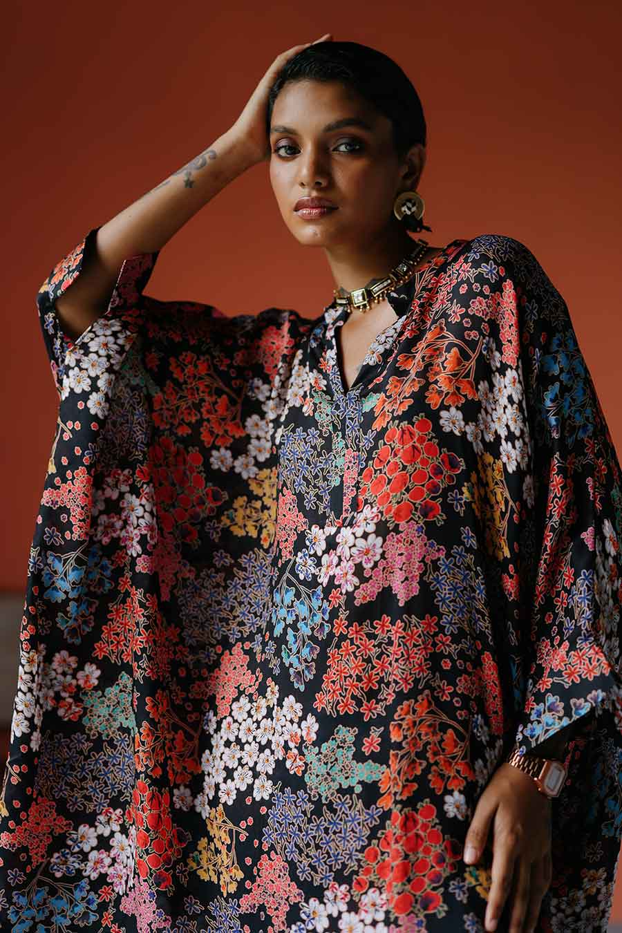 Printed Short Kaftan & Pant Co-Ord Set