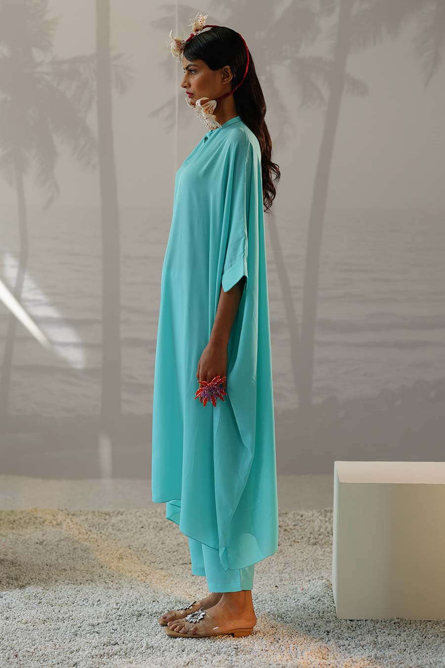 Aqua Long Kaftan & Pant Co-Ord Set