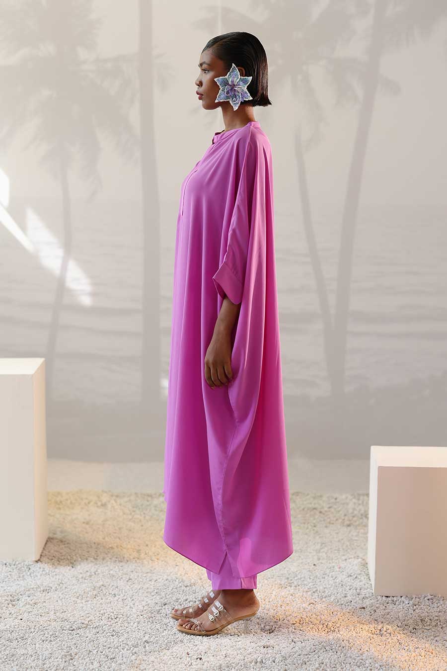 Purple Long Kaftan & Pant Co-Ord Set