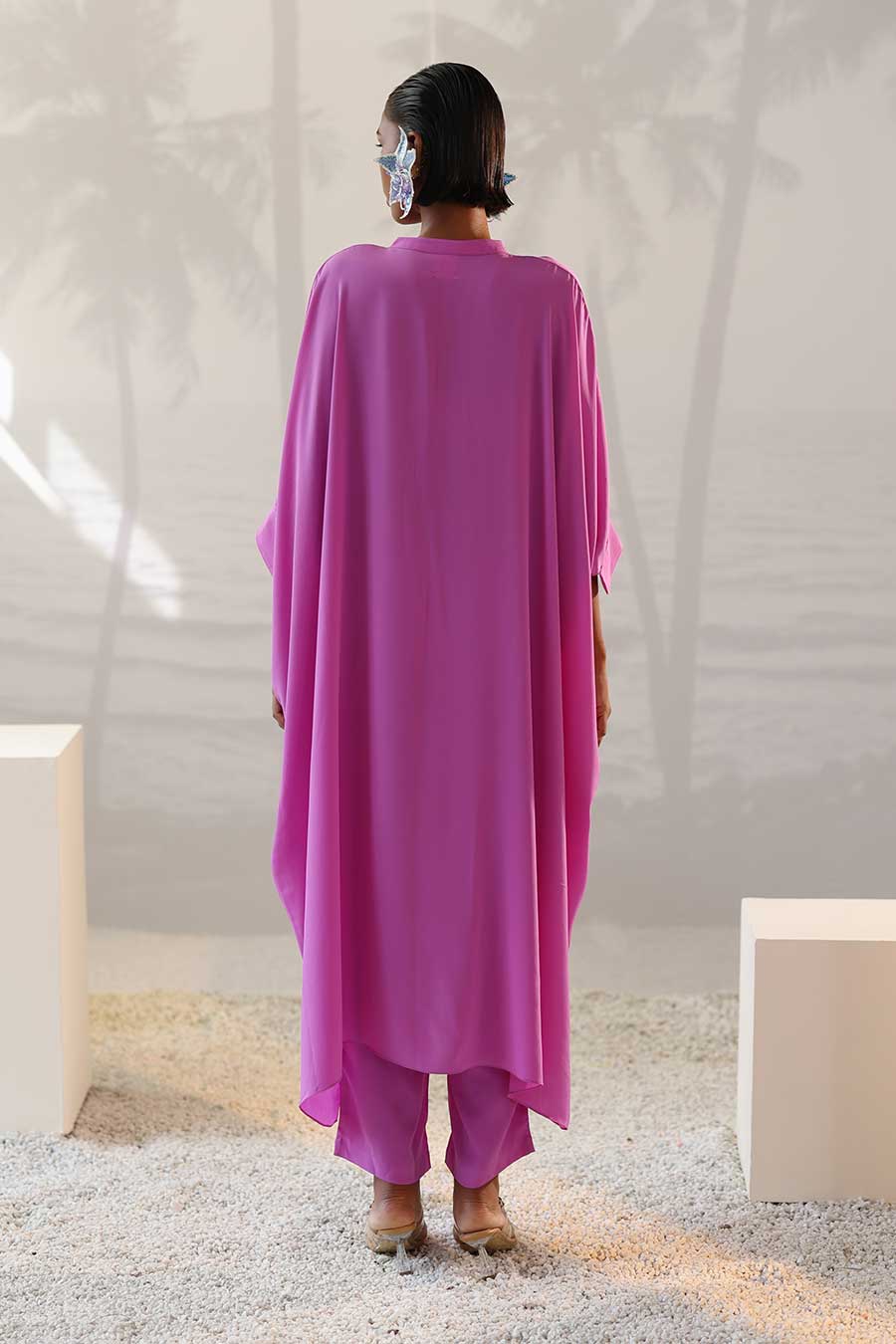 Purple Long Kaftan & Pant Co-Ord Set