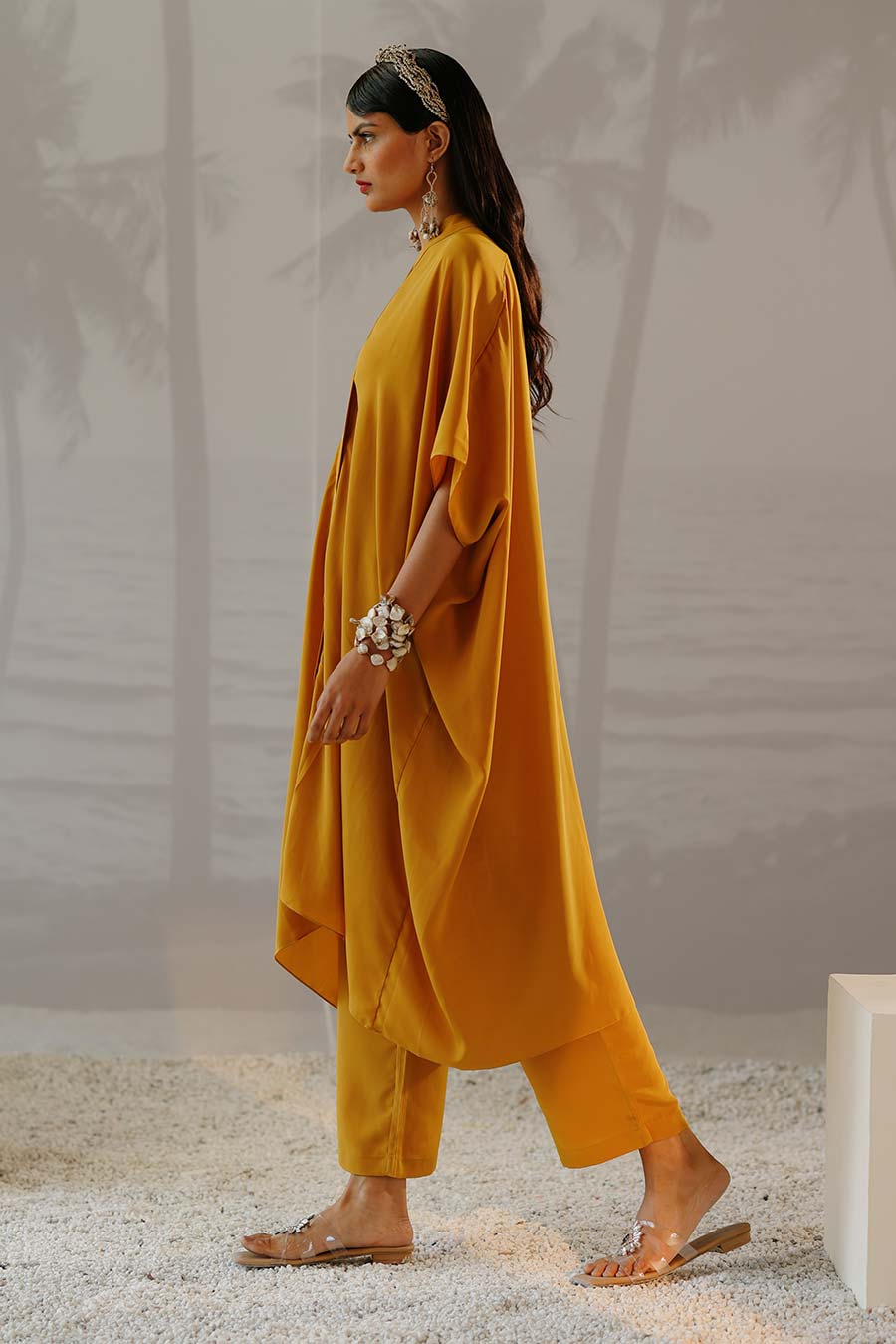 Mustard Luna Long Shirt & Pant Co-Ord Set