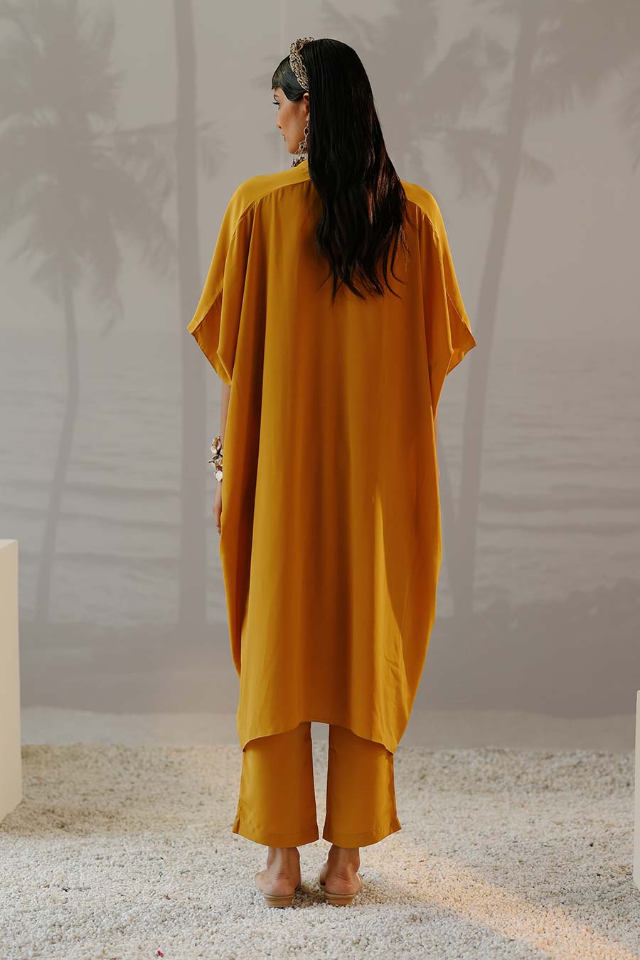 Mustard Luna Long Shirt & Pant Co-Ord Set