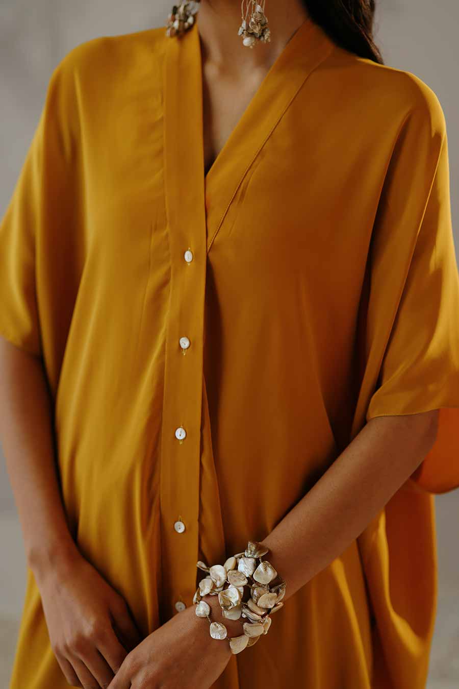 Mustard Luna Long Shirt & Pant Co-Ord Set
