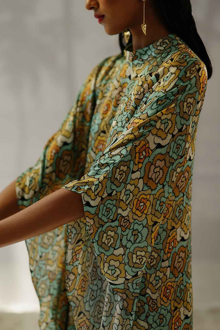 Mint Blue Printed Mimi Kaftan Dress