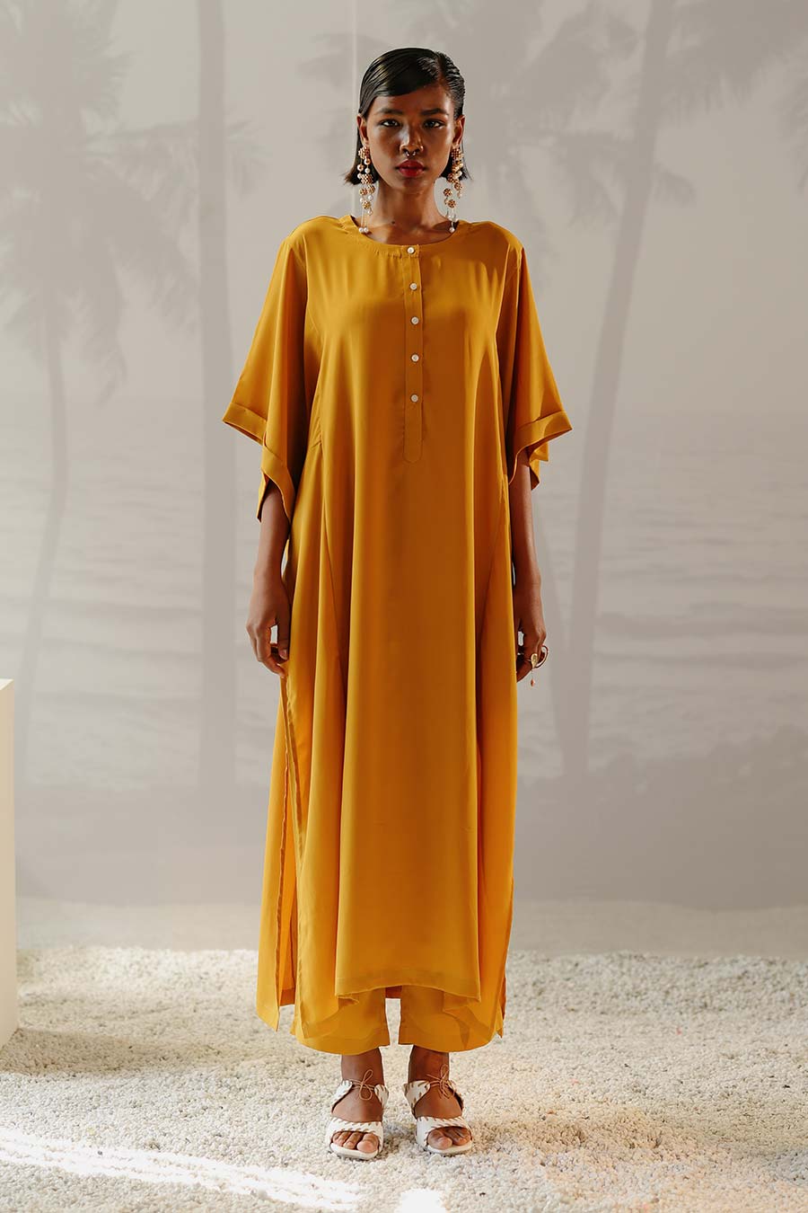 Mustard Zama Kaftan & Pant Co-Ord Set