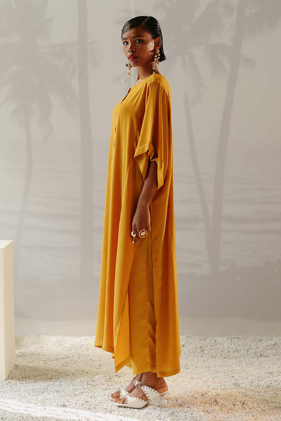 Mustard Zama Kaftan & Pant Co-Ord Set