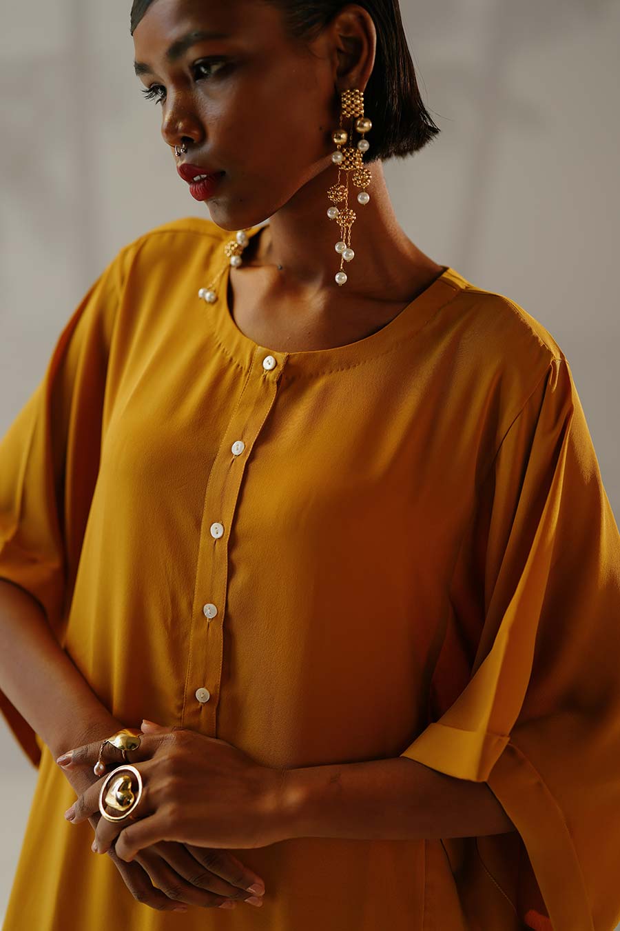 Mustard Zama Kaftan & Pant Co-Ord Set