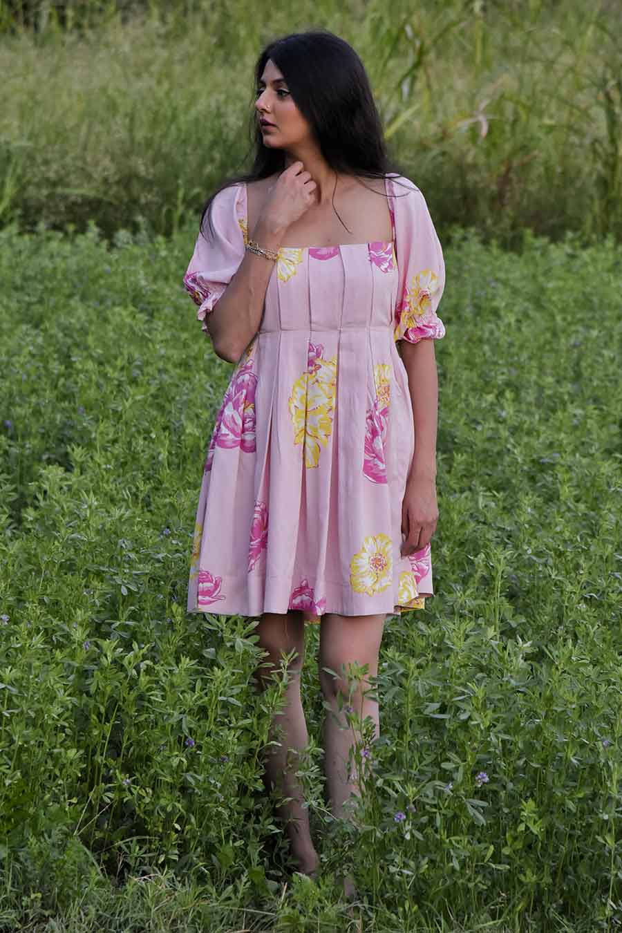 Eliza Printed Pleated Dress