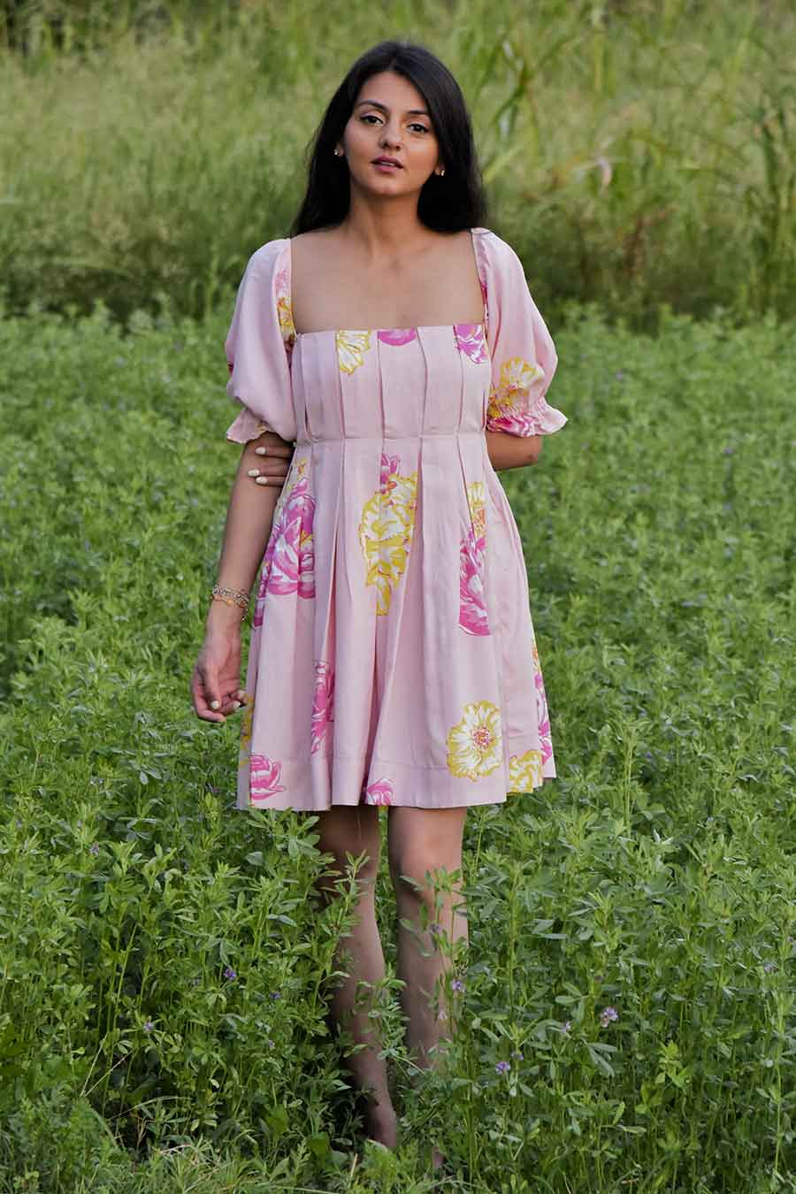 Eliza Printed Pleated Dress