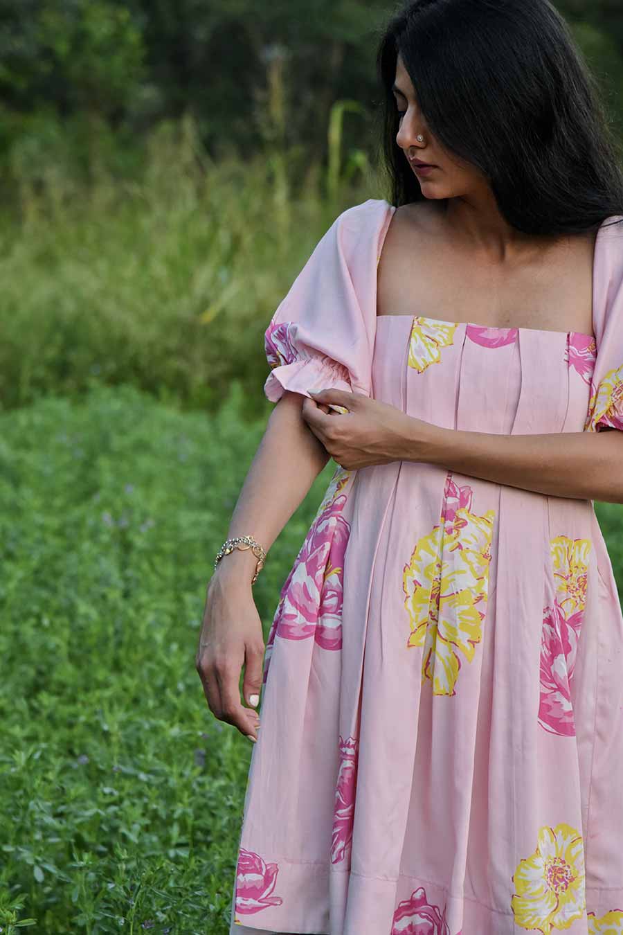 Eliza Printed Pleated Dress