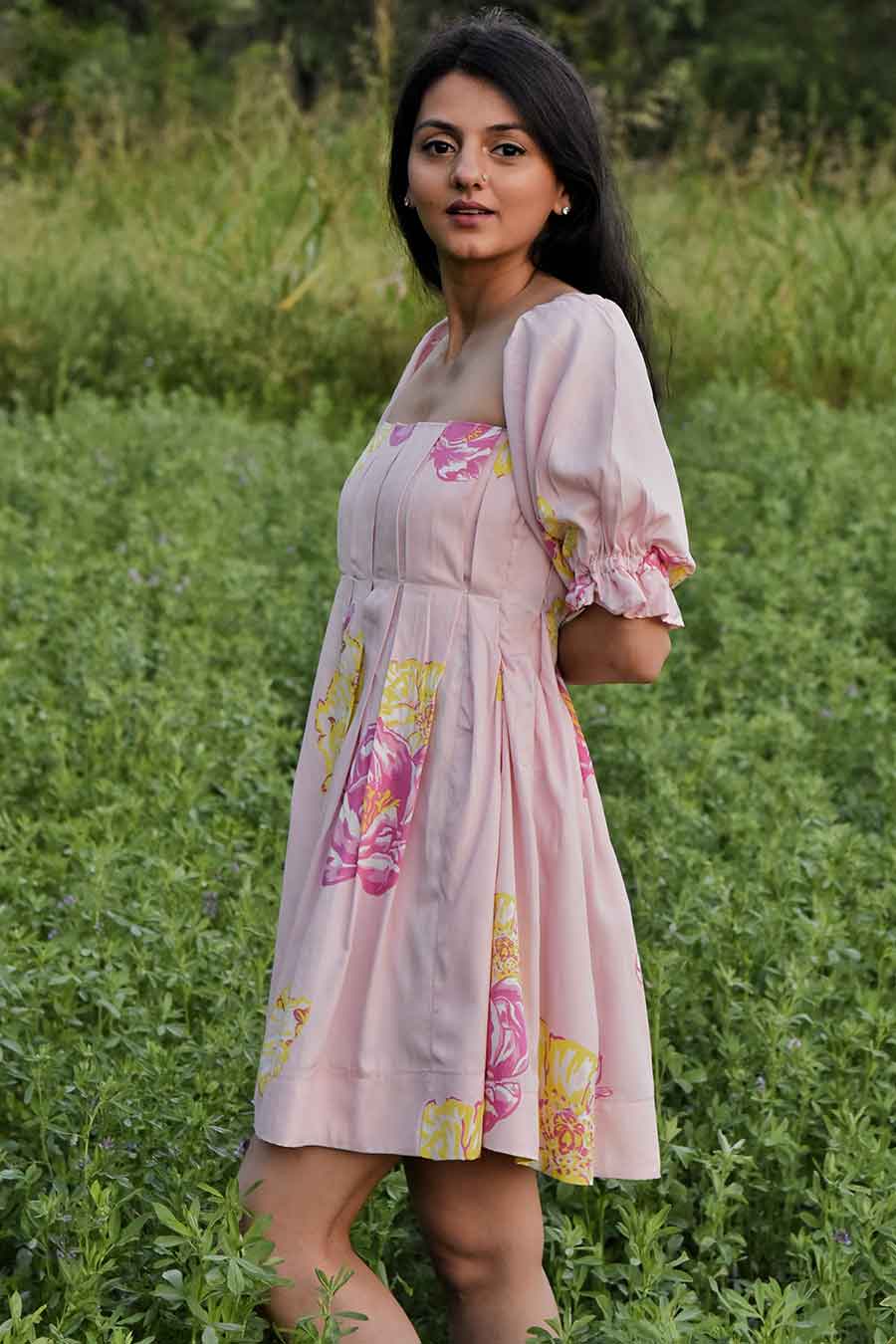 Eliza Printed Pleated Dress