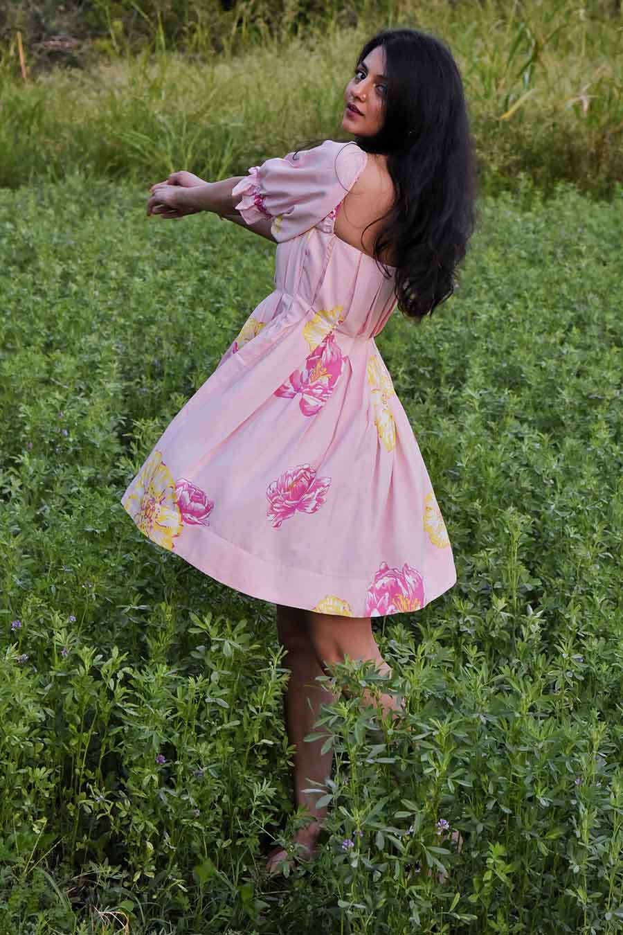 Eliza Printed Pleated Dress