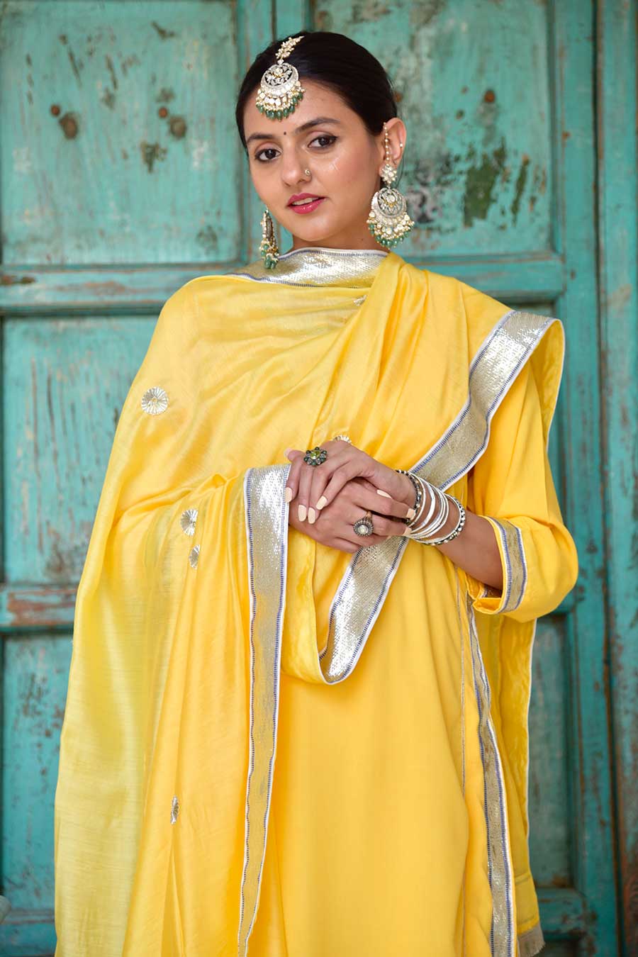 Yellow Champai Embellished Kurta Set