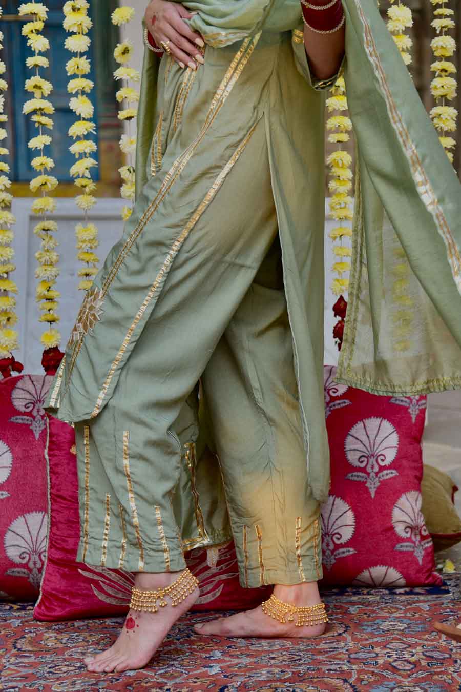 Green Angoori Embellished Kurta Set