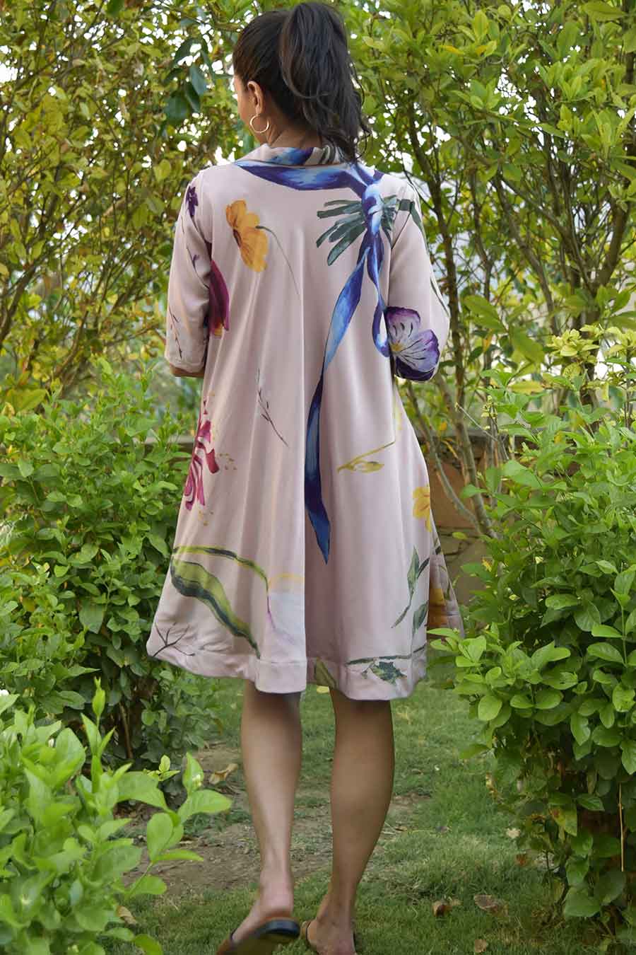 Pink Zinnia Printed Button Dress