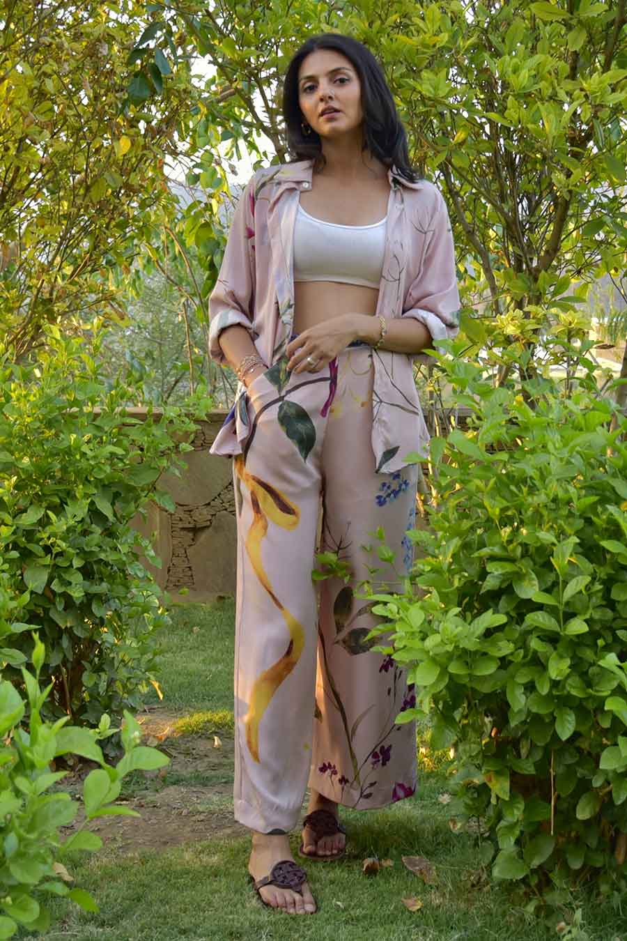 Pink Clara Printed Shirt & Pant Co-Ord Set