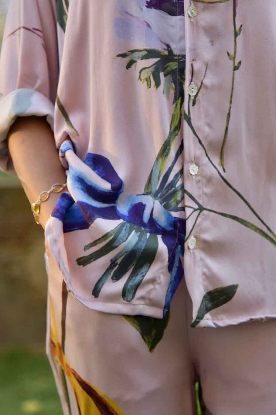 Pink Clara Printed Shirt & Pant Co-Ord Set