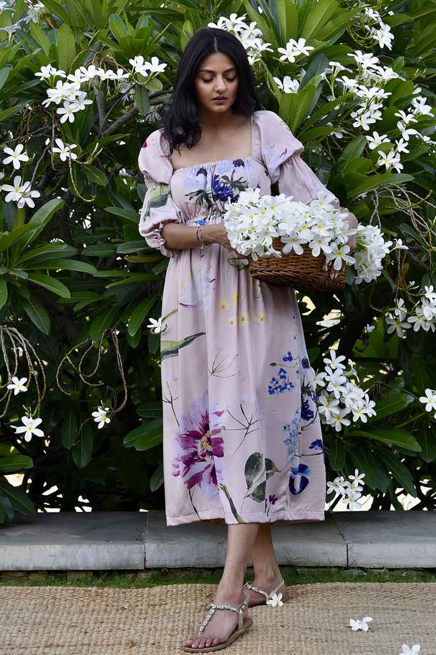 Pink Alissa Printed Midi Dress