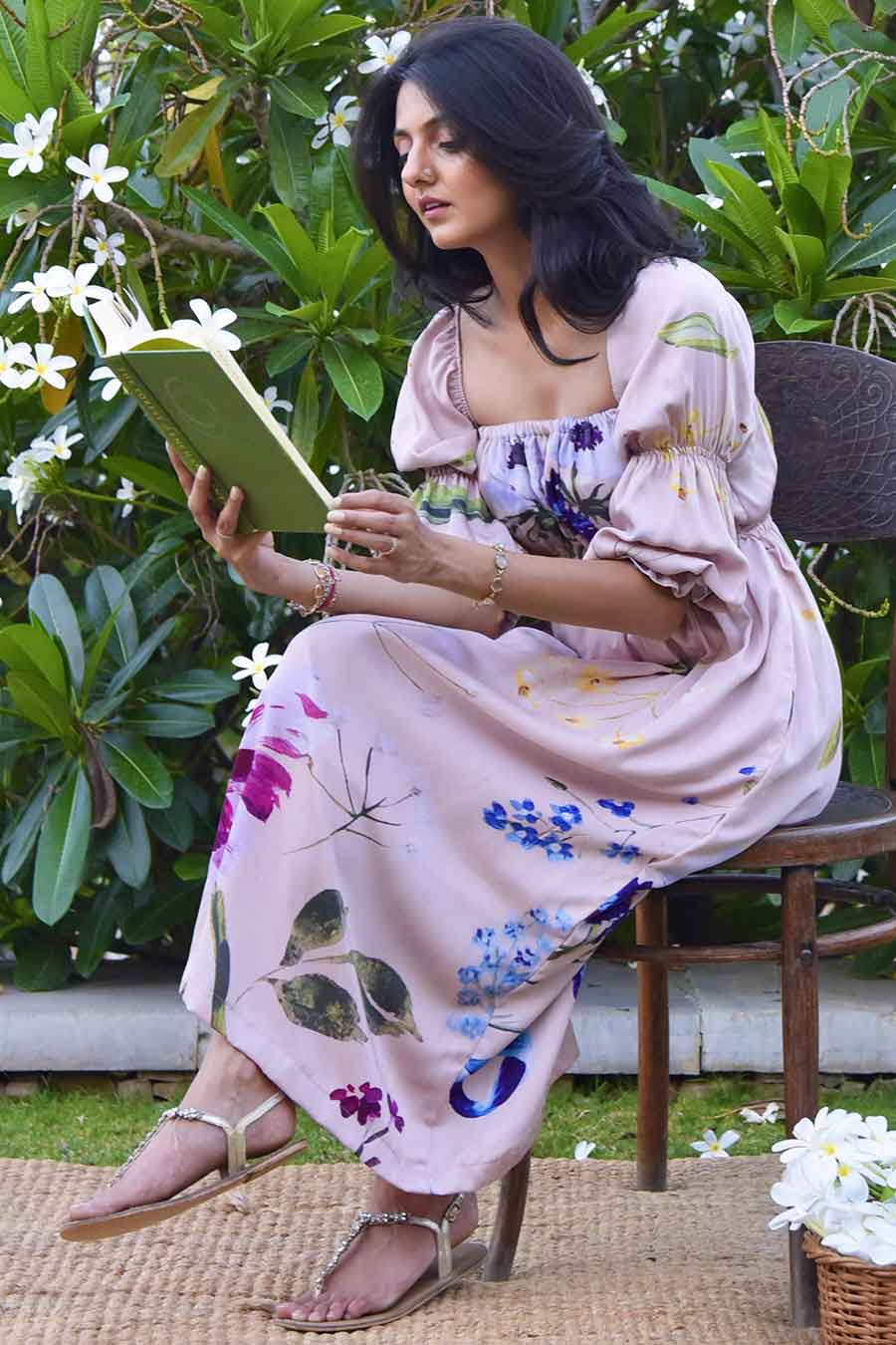 Pink Alissa Printed Midi Dress