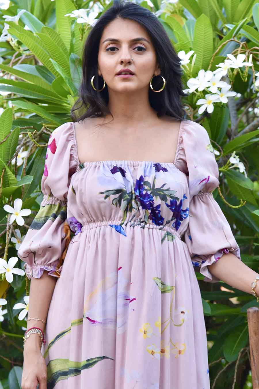 Pink Alissa Printed Midi Dress