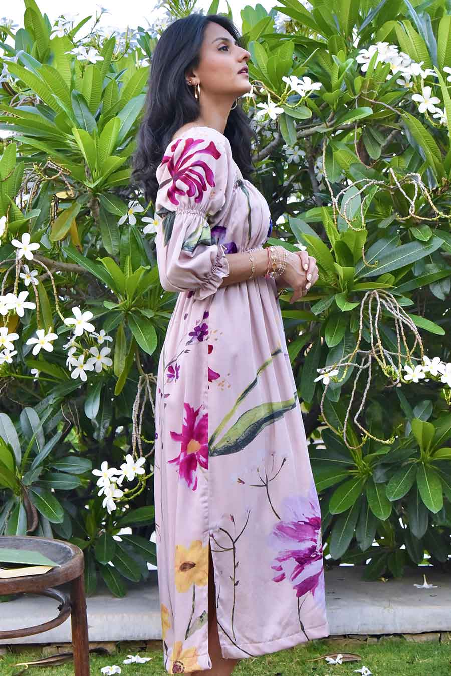 Pink Alissa Printed Midi Dress