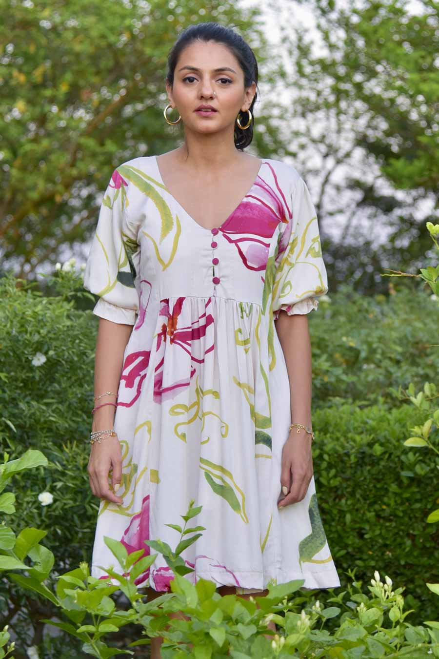 Cream Hazel Printed Dress