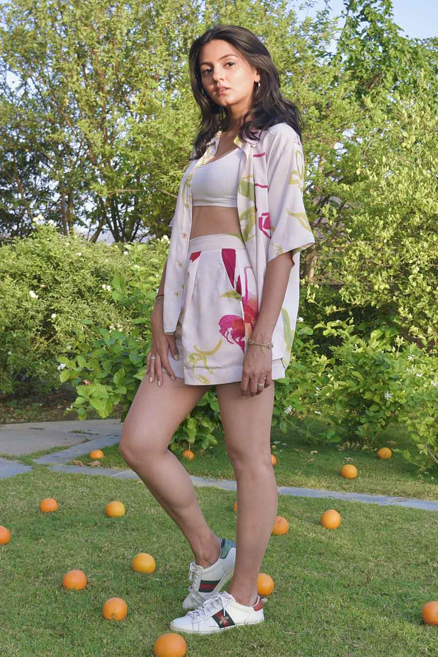 Cream Juniper Printed Shorts