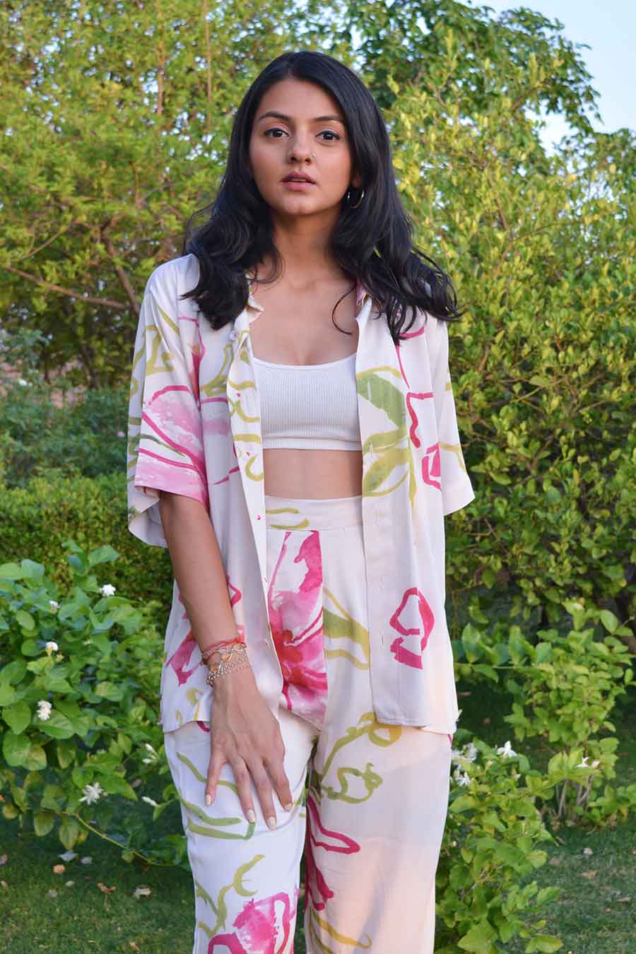 Cream Christina Printed Pant