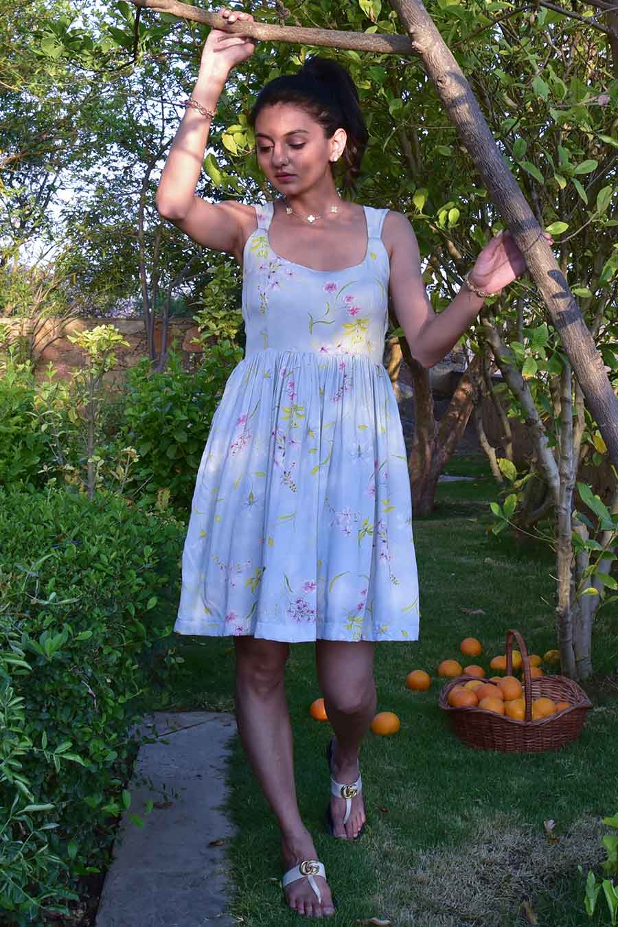 Blue Chloe Printed Dress