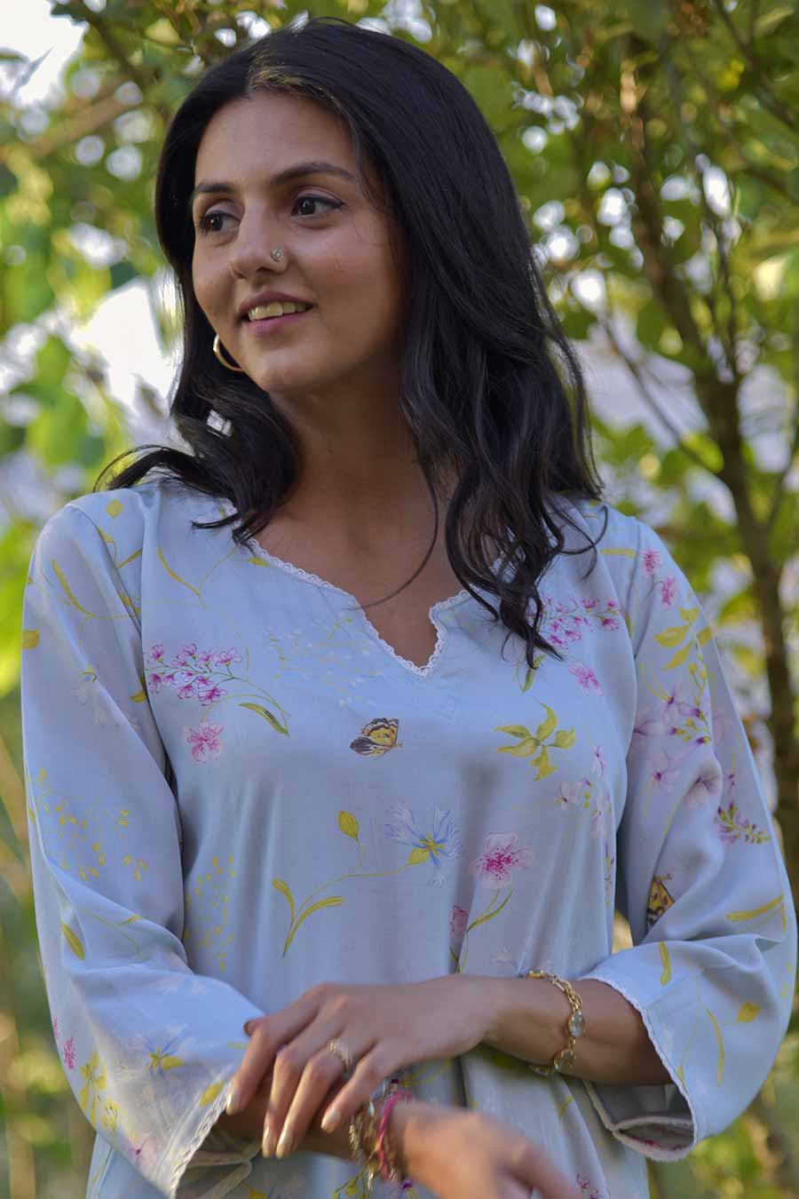 Blue Sylvia Printed Kurta Set