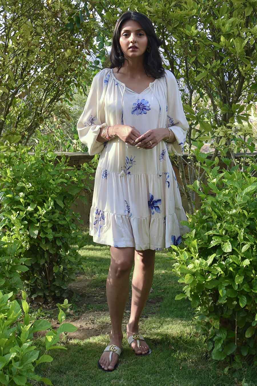 White Petunia Printed Dress