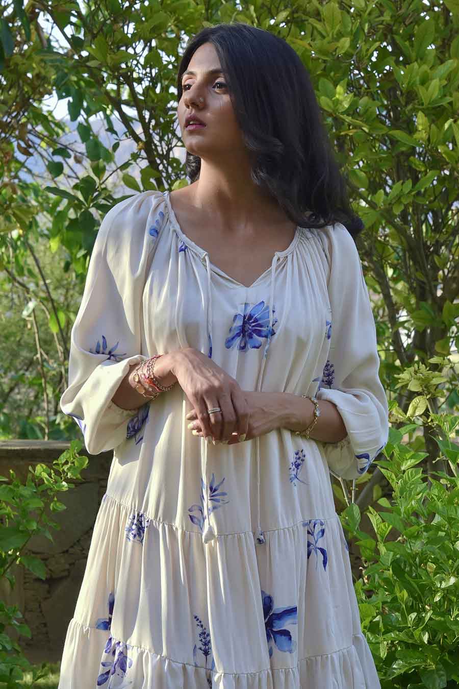 White Petunia Printed Dress