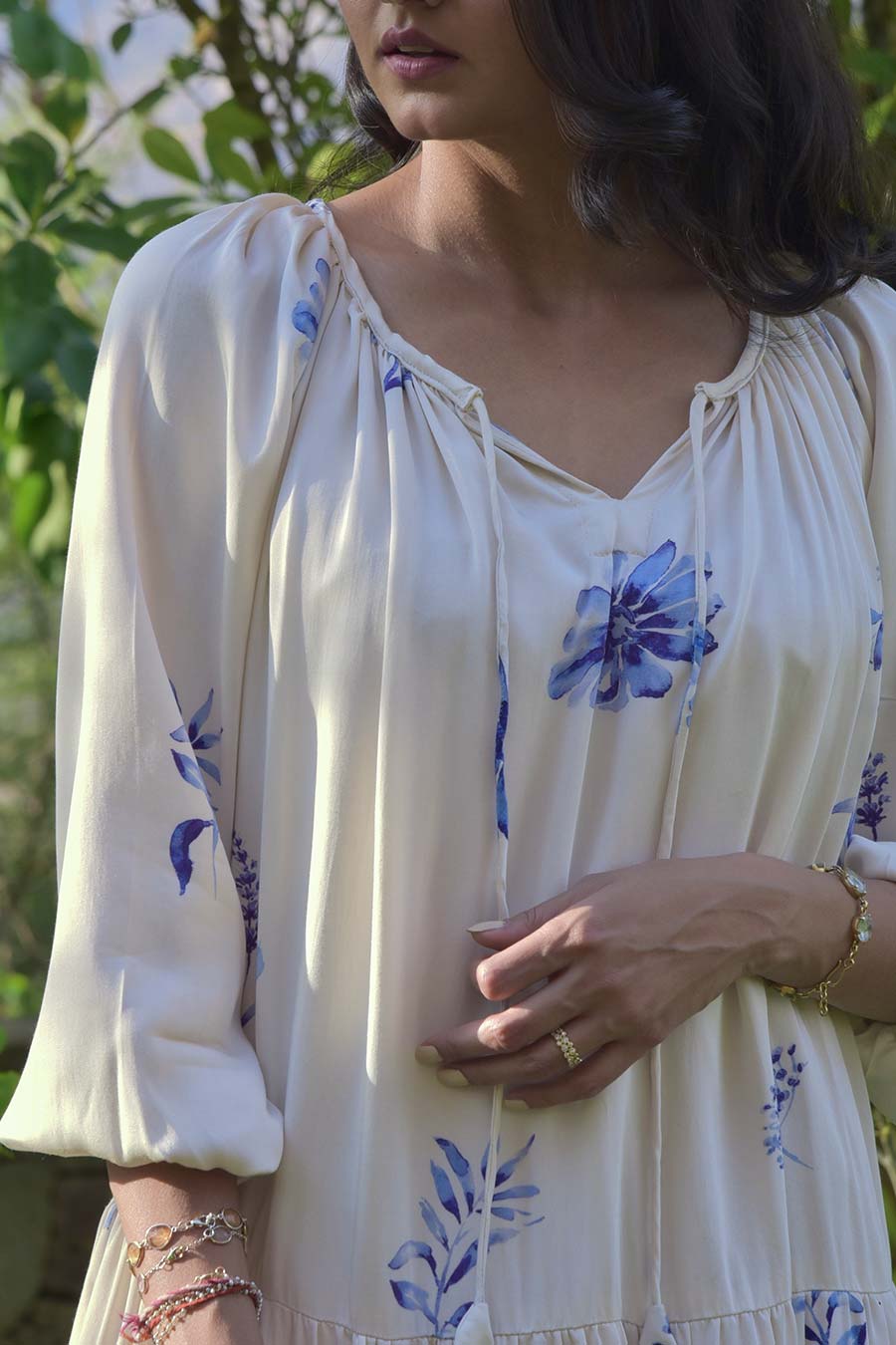 White Petunia Printed Dress