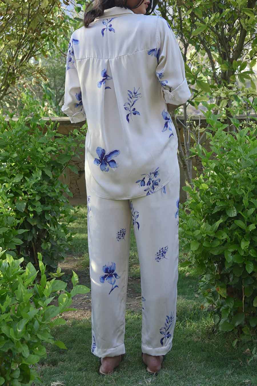 White Fiorella Printed Shirt & Pant Co-Ord Set