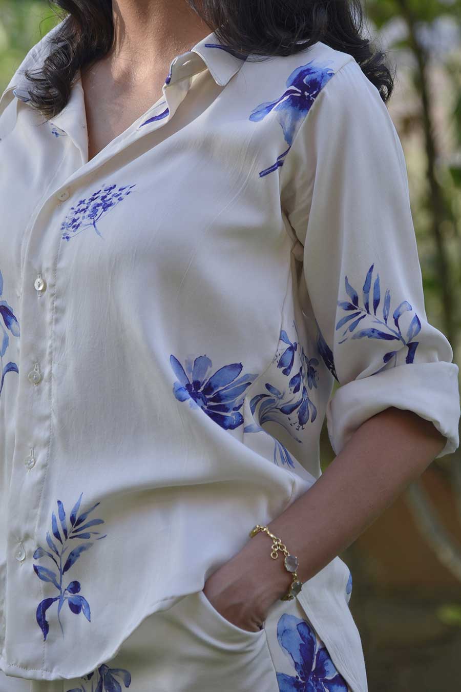 White Fiorella Printed Shirt