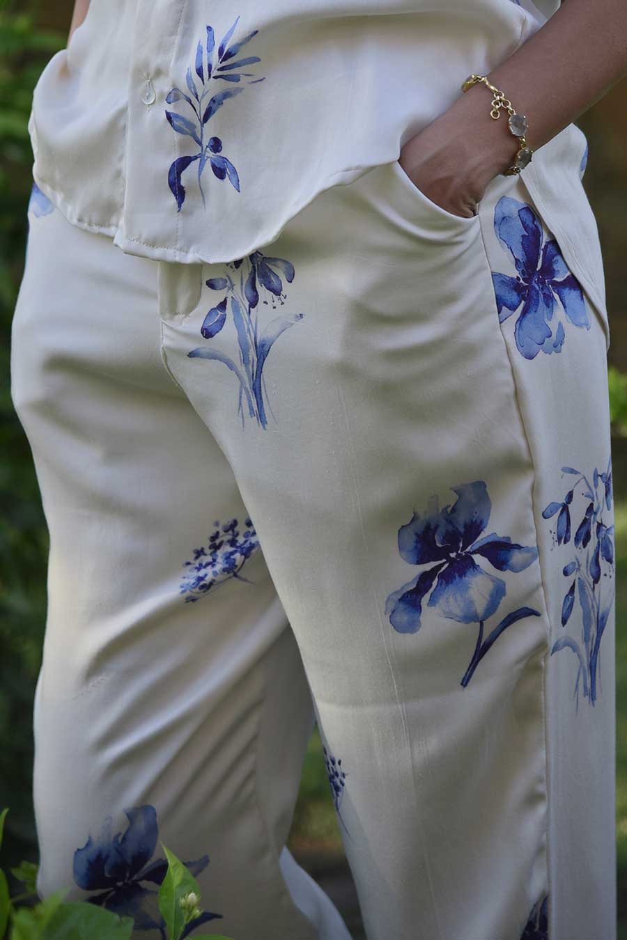 White Fiorella Printed Pant