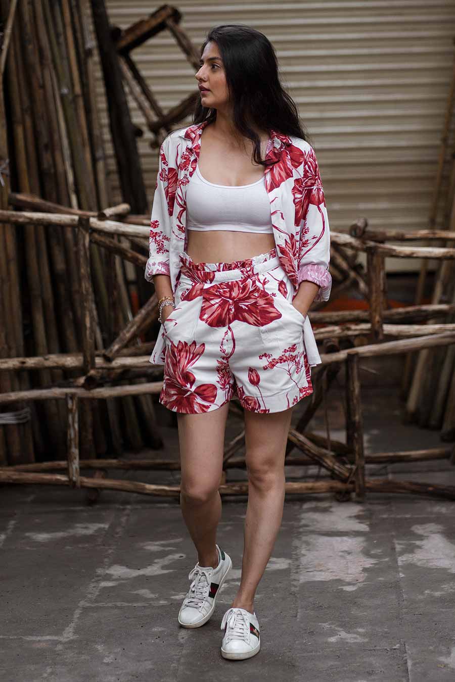 Poises Modal Printed Shirt & Short Co-Ord Set