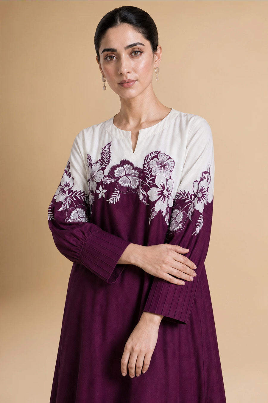 Fiora Burgundy Chanderi Embroidered Co-Ord Set