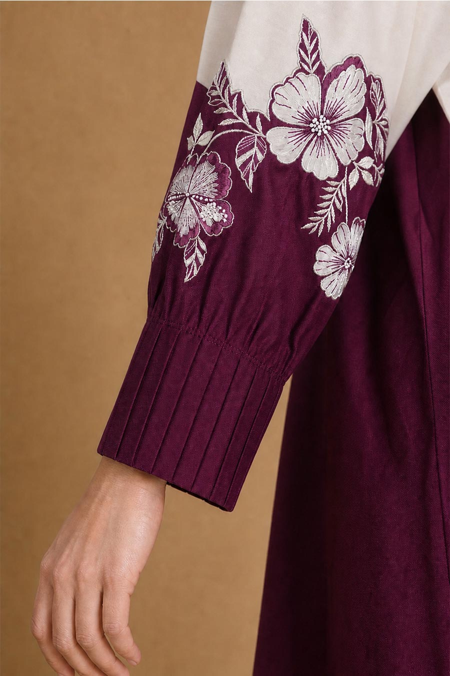 Fiora Burgundy Chanderi Embroidered Co-Ord Set