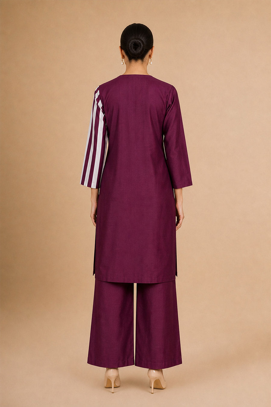 Fiora Burgundy Chanderi Embroidered Tunic Co-Ord Set