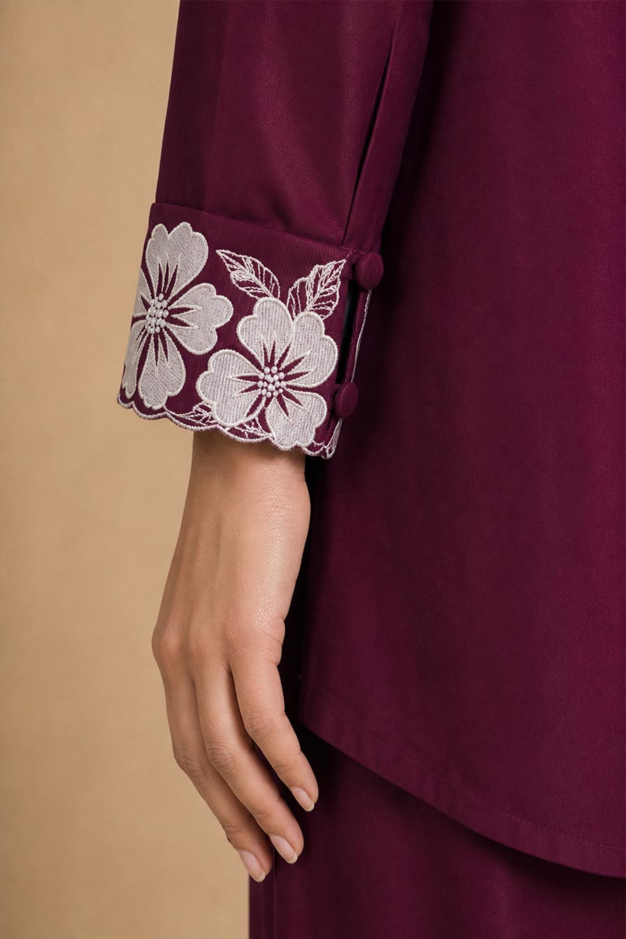 Cassia Burgundy Chanderi Embroidered Co-Ord Set