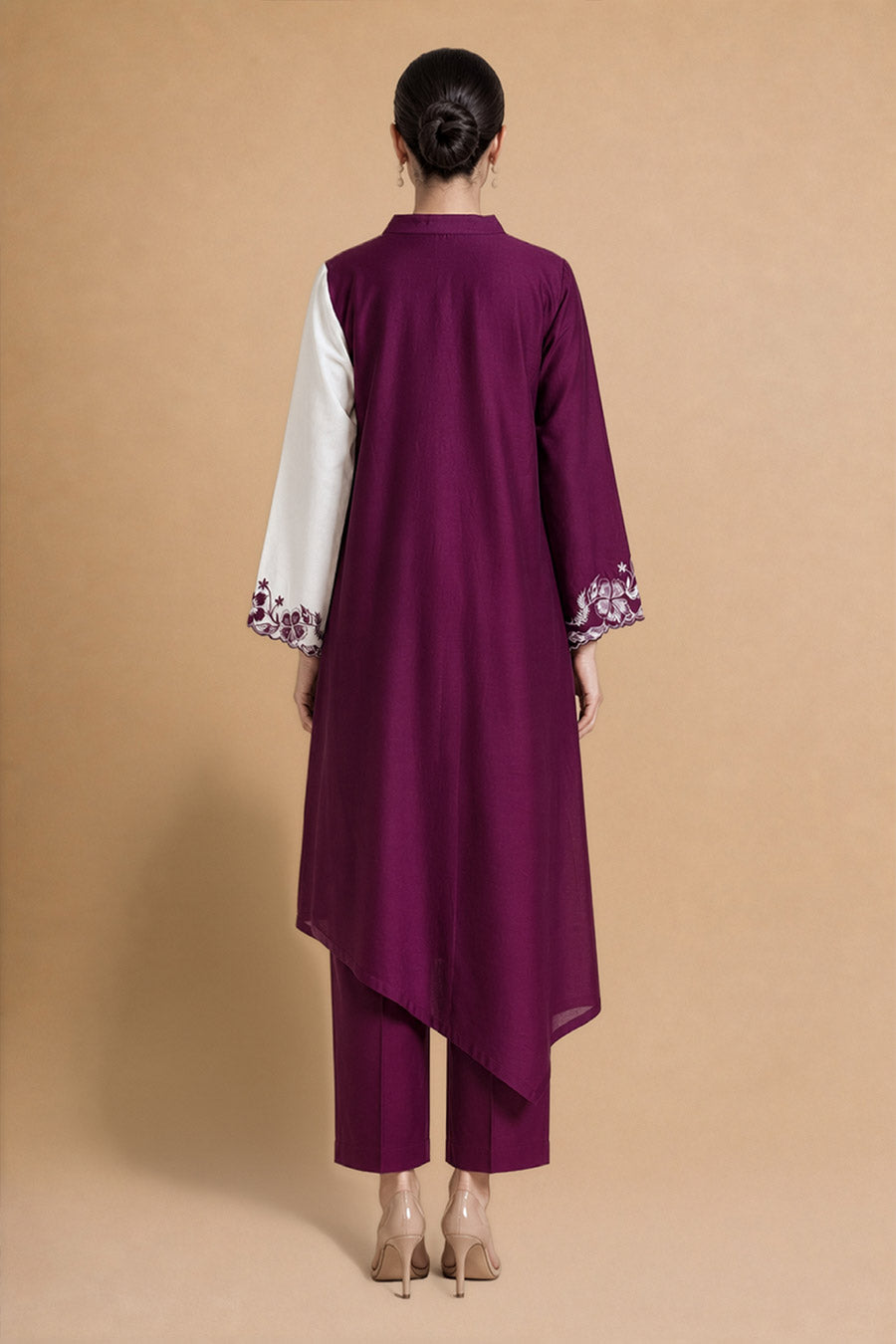 Nerissa Burgundy Chanderi Embroidered Kurta Set