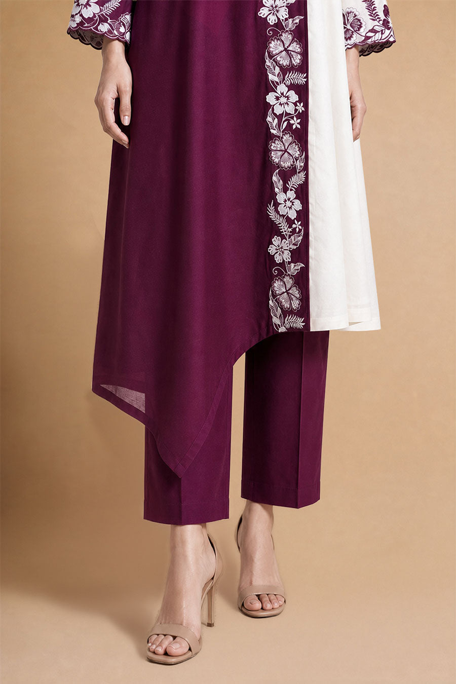 Nerissa Burgundy Chanderi Embroidered Kurta Set
