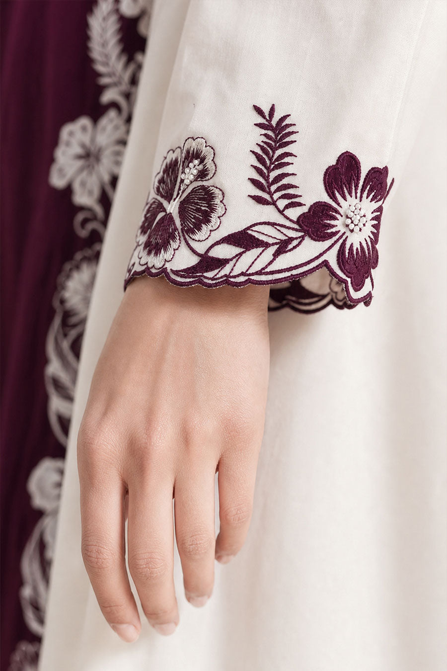Nerissa Burgundy Chanderi Embroidered Kurta Set