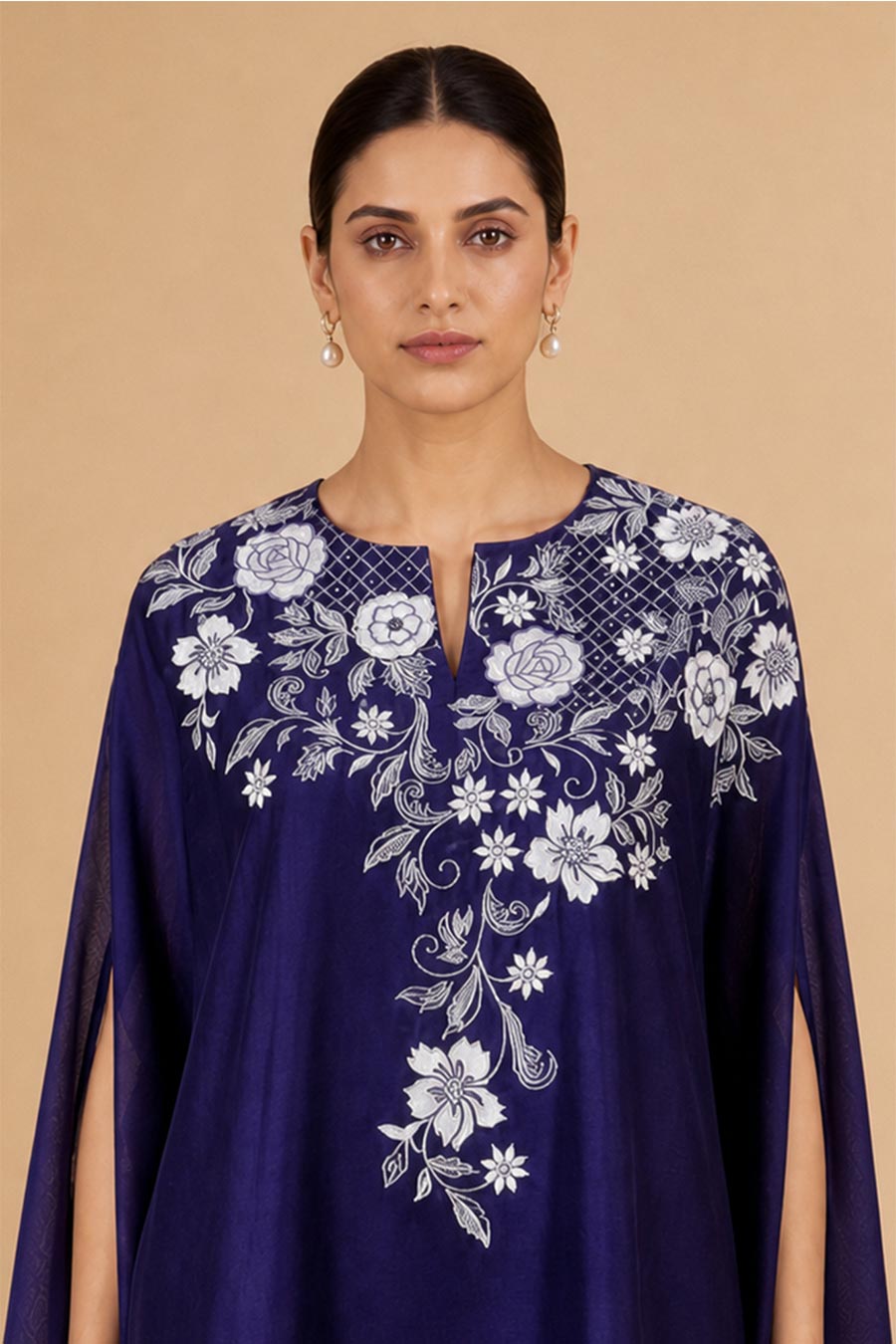 Verena Purple Chanderi Embroidered Kaftan Co-Ord Set
