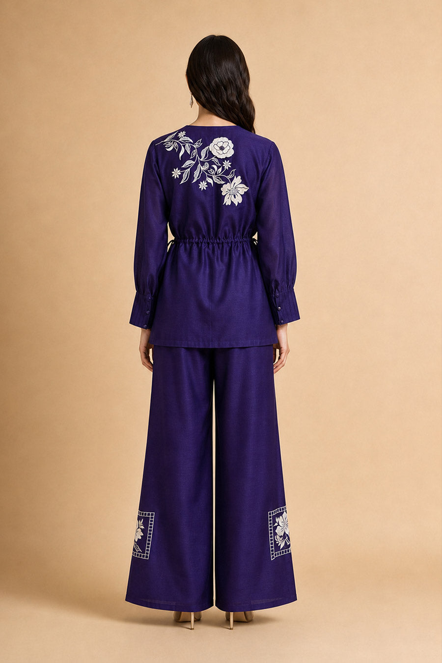 Sorrel Purple Chanderi Embroidered Co-Ord Set