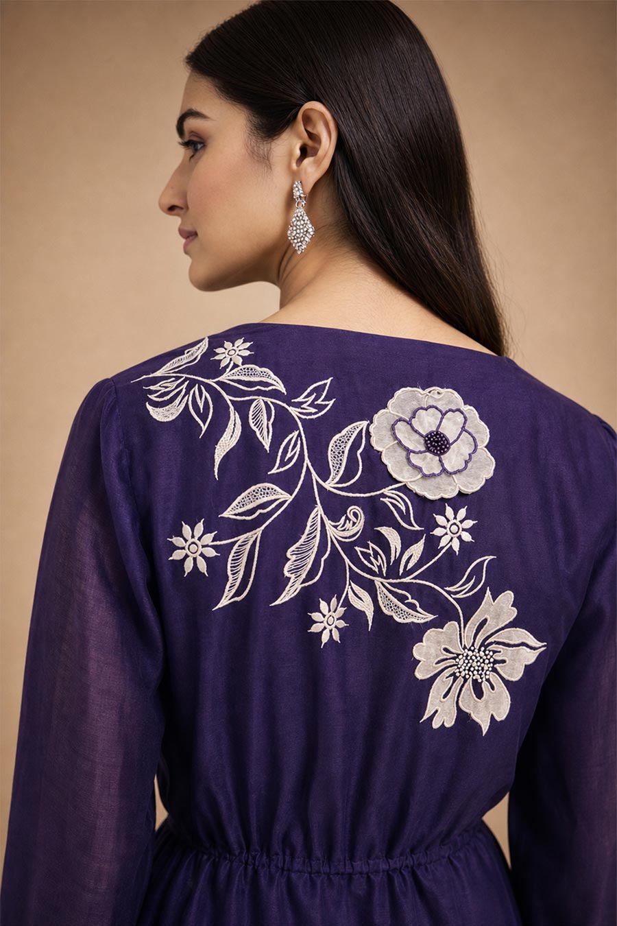 Sorrel Purple Chanderi Embroidered Co-Ord Set
