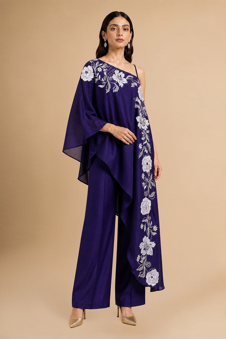 Mirelle Purple Chanderi Embroidered Tunic Co-Ord Set